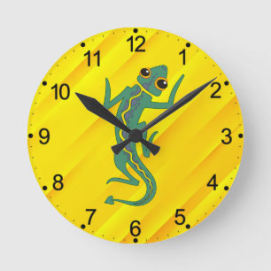 Reloj Redondo Mediano Buggi Green Lizard Artistic Clipart-27847