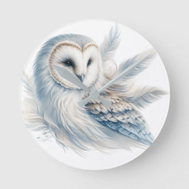 Reloj Redondo Mediano Búho elegante en acuarela