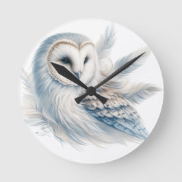 Reloj Redondo Mediano Búho elegante en acuarela