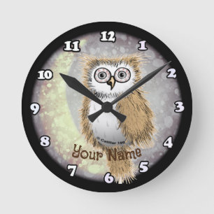 Reloj Redondo Mediano Búho Nocturno