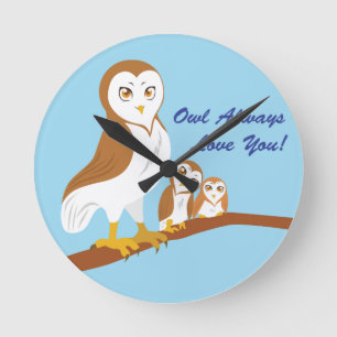 Reloj Redondo Mediano Búho siempre te ama