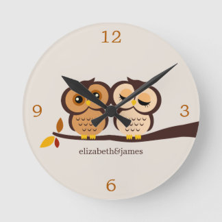 Reloj Redondo Mediano Búhos en otoño