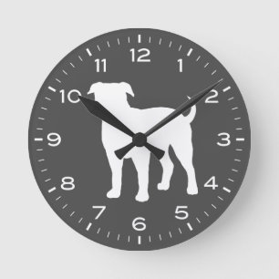 Reloj Redondo Mediano Bulldog americano: Perro de raza silueta