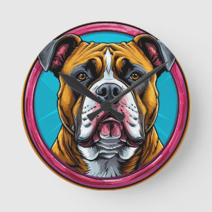 Reloj Redondo Mediano Bulldog enmarcado en un diseño decorativo circular