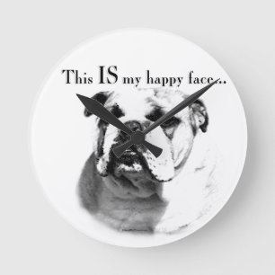Reloj Redondo Mediano Bulldog Feliz Cara