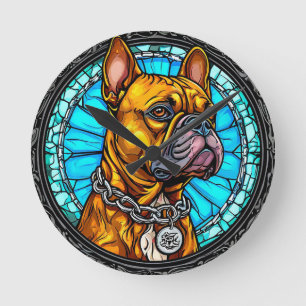 Reloj Redondo Mediano Bulldog Francés en Diseño Ornate