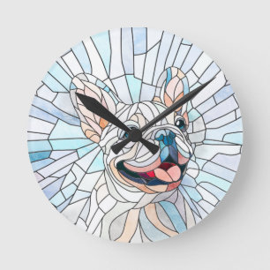 Reloj Redondo Mediano Bulldog francés - Frenchie - mosaico pastel