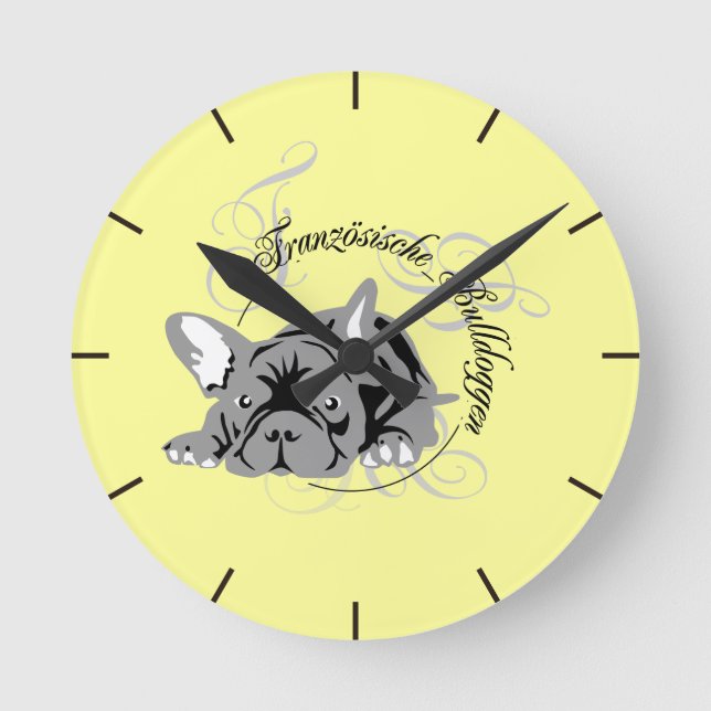 Reloj Redondo Mediano Bulldog francés Wall Clock (Anverso)