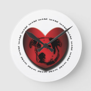 Reloj Redondo Mediano Bulldog Norteamericano Luv-A-Bull Corazón