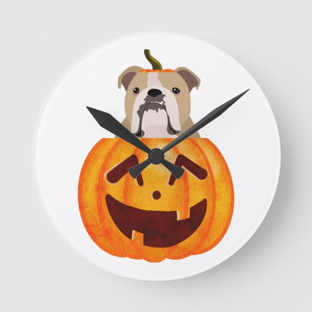 Reloj Redondo Mediano Bulldog Pumpkin    (Anverso)