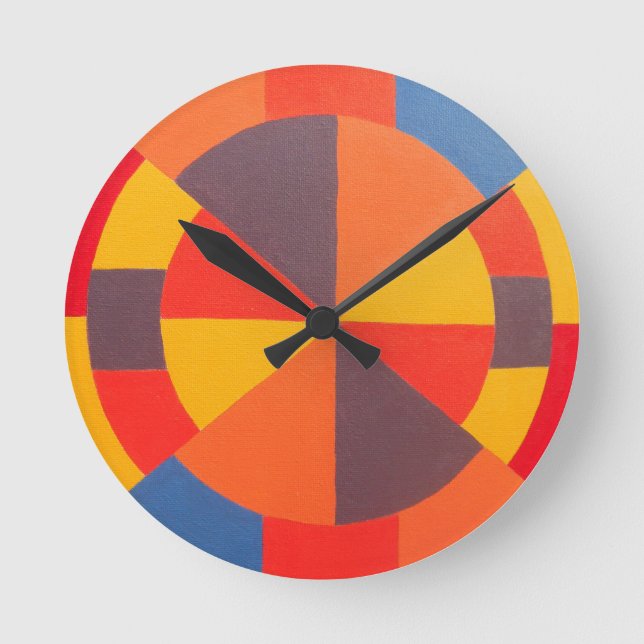 Reloj Redondo Mediano Bullseye Design Modern Orange Round Clock (Anverso)