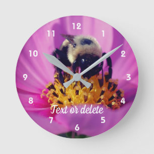 Reloj Redondo Mediano Bumble Bee On Cosmos Flower Personalized