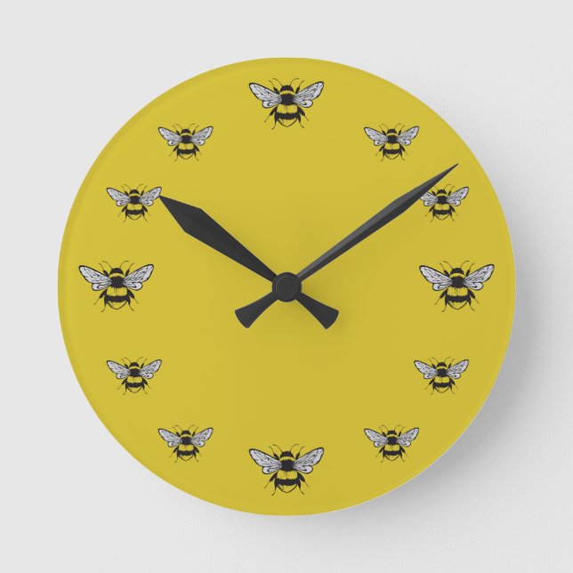 Reloj Redondo Mediano Bumble Bee Round Clock (Anverso)