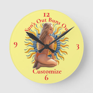 Reloj Redondo Mediano Buns Out Bikini Beach Chica Thunder_Cove