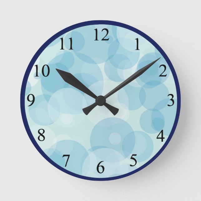 Reloj Redondo Mediano Burbujas azules (Anverso)