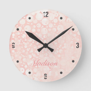 Reloj Redondo Mediano Burbujas blanco rosado