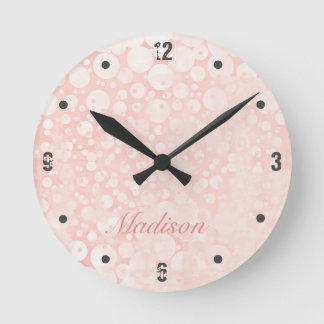 Reloj Redondo Mediano Burbujas blanco rosado