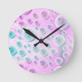 Reloj Redondo Mediano Burbujas en ascenso (rosa y azul)
