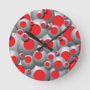 Reloj Redondo Mediano Burbujas furiosas rojas