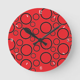 Reloj Redondo Mediano Burbujas Minimalistas: Patrón de Círculo Geométric