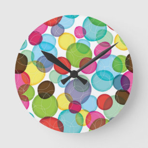 Reloj Redondo Mediano Burbujas redondeadas niños patrón 2