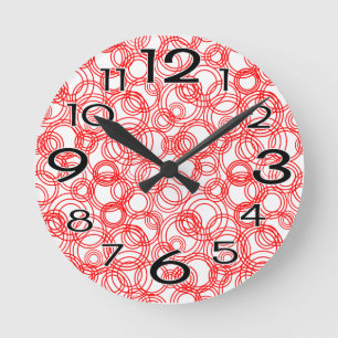 Reloj Redondo Mediano Burbujas rojas