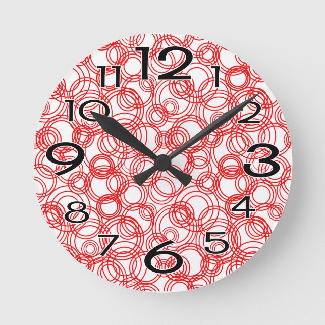 Reloj Redondo Mediano Burbujas rojas (Anverso)