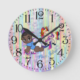 Reloj Redondo Mediano Burbujas y unicornios