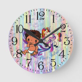 Reloj Redondo Mediano Burbujas y unicornios