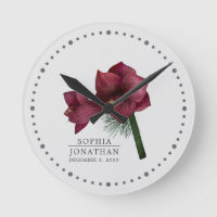 Burgundy Amaryllis Floral Bride Groom Keepsake