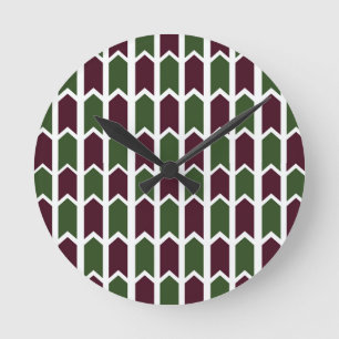 Reloj Redondo Mediano Burgundy and Green Panel Fence