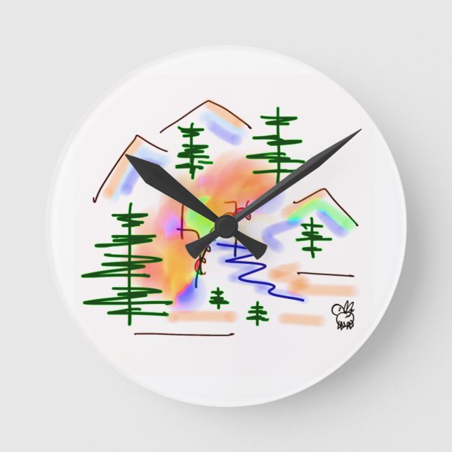 Reloj Redondo Mediano burro y arco iris (Anverso)