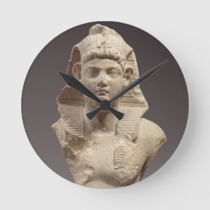 Reloj Redondo Mediano Busto de un emperador romano como pharaoh (mármol