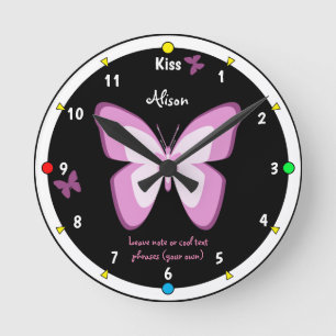 Reloj Redondo Mediano Butterflies & Kiss Clock, Chicas moda de Maravilla