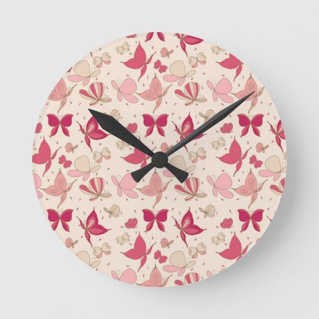 Reloj Redondo Mediano butterfly pattern (Anverso)