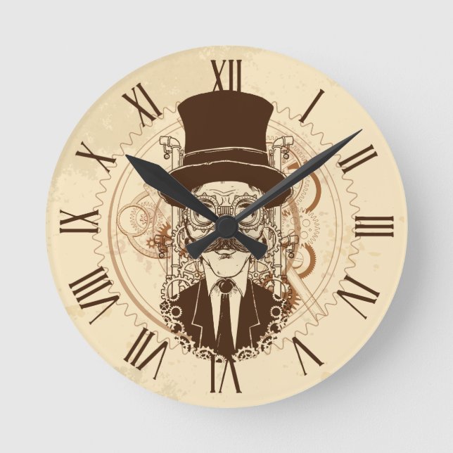 Reloj Redondo Mediano Caballero de Steampunk (Anverso)