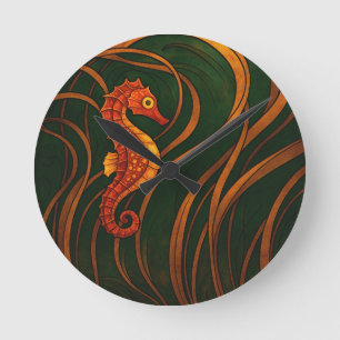 Reloj Redondo Mediano Caballito de mar Art Nouveau