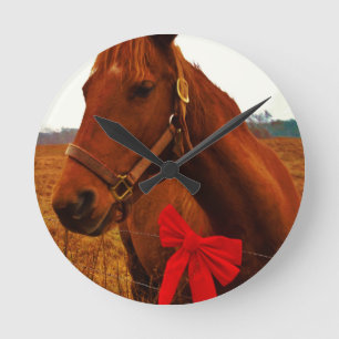 Reloj Redondo Mediano Caballo con arco rojo