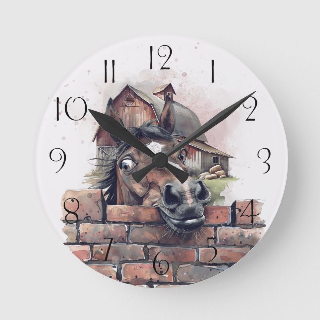 Reloj Redondo Mediano Caballo de Dibujos Animados (Anverso)