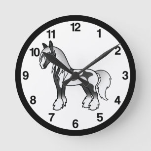 Reloj Redondo Mediano Caballo de la camiseta de Vanner Shire, Personaliz