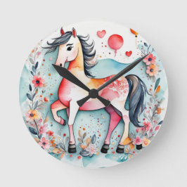 Reloj Redondo Mediano Caballo florido