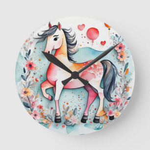 Reloj Redondo Mediano Caballo florido