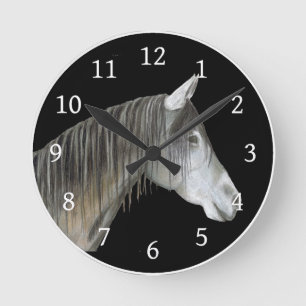Reloj Redondo Mediano Caballo gris