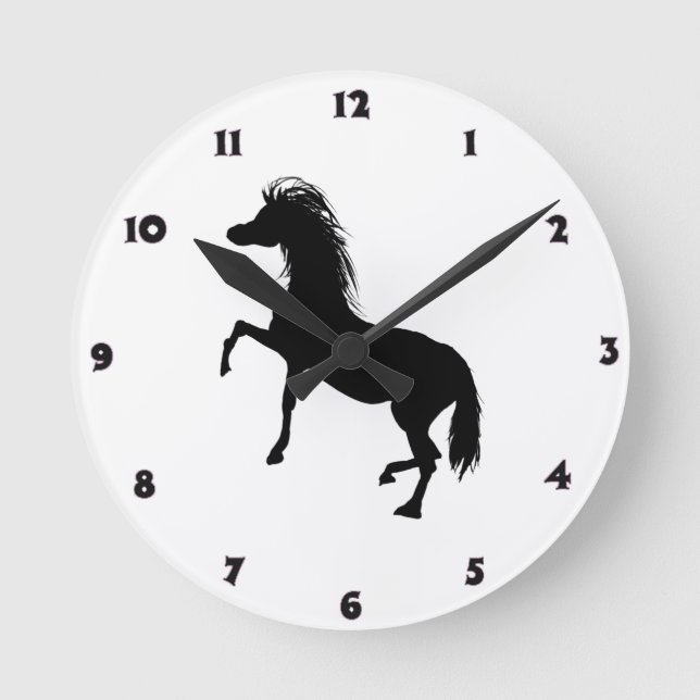 Reloj Redondo Mediano Caballo negro (Anverso)