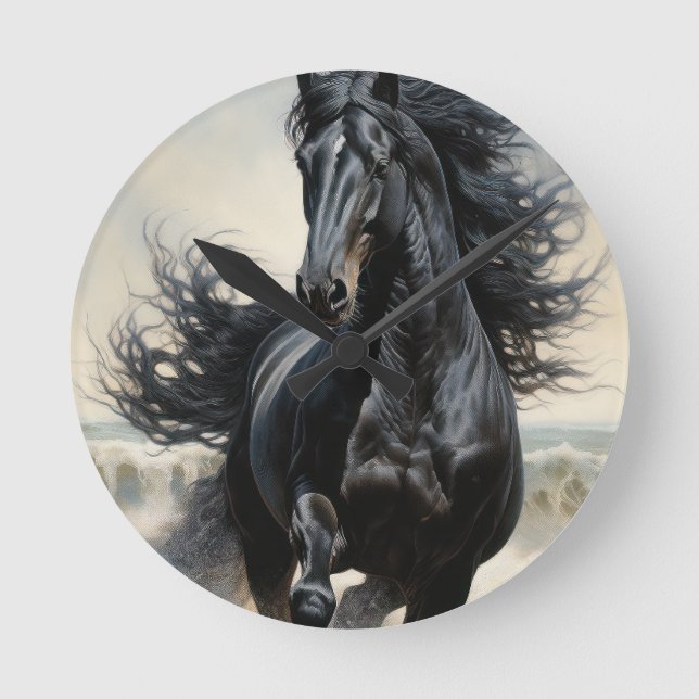 Reloj Redondo Mediano caballo negro (Anverso)