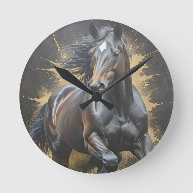 Reloj Redondo Mediano caballo oscuro genial (Anverso)