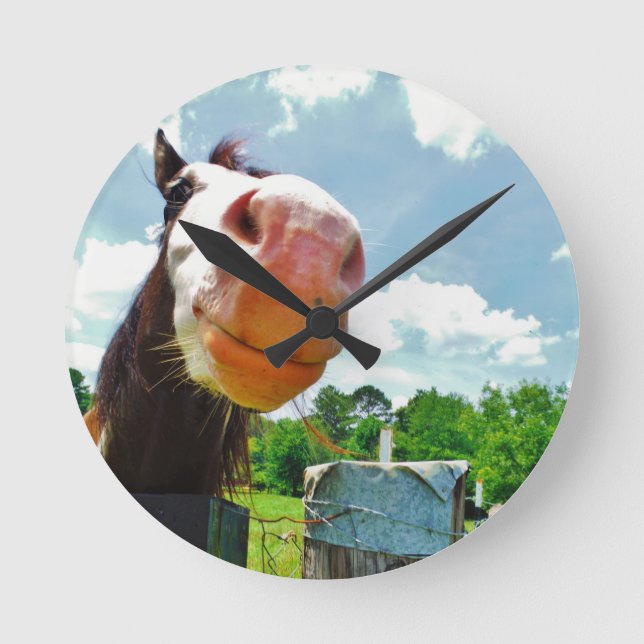 Reloj Redondo Mediano Caballo sonriente (Anverso)