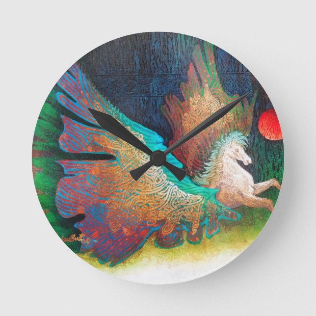 Reloj Redondo Mediano Caballo Volador (Anverso)