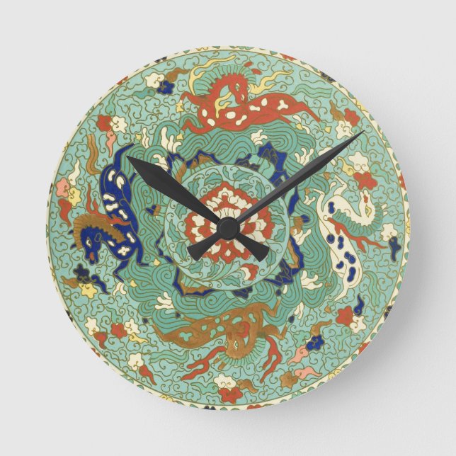 Reloj Redondo Mediano Caballos de aire azul del mar verde azul de China (Anverso)