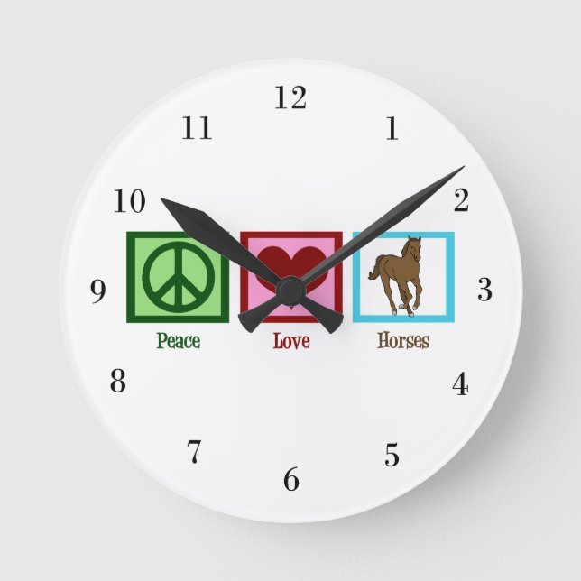 Reloj Redondo Mediano Caballos de amor por la paz (Anverso)